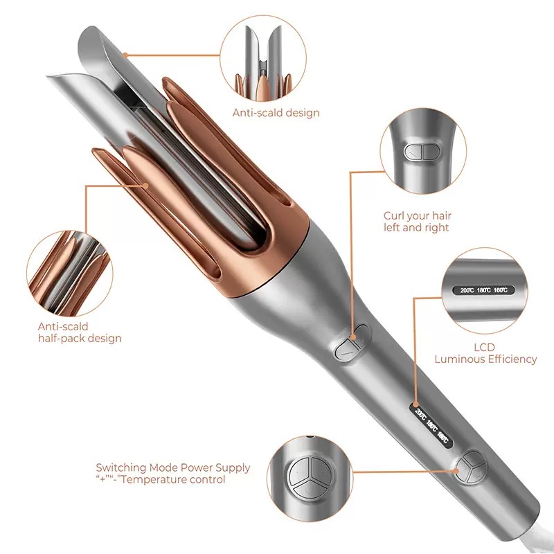Hair Curling Wand - Rizador automático de iones negativos, rizador